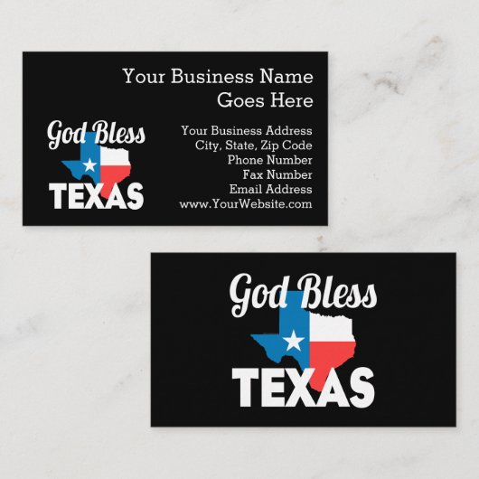 God Bless Texas Visitekaartje (Voorkant / Achterkant)