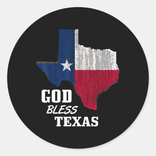 God Bless Texas Vlag Texas Onafhankelijkheidsdag B Ronde Sticker (Voorkant)