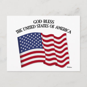 GOD BLESS THE UNITED STATES OF AMERICA US flag Briefkaart