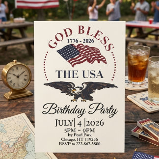 God Bless the USA – 1776–2026 Patriottische Adelaa Kaart