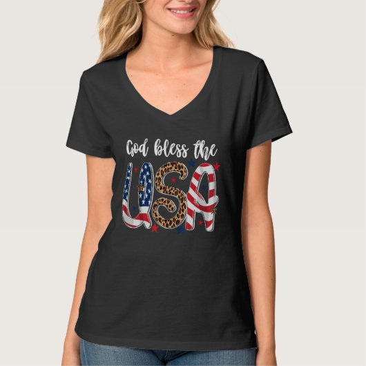 God Bless The USA American Flag Patriotic 4th Of J T-shirt (Voorkant)