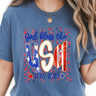 God-Bless-The-USA- Ditsy Bloemig 4 juli T-shirt