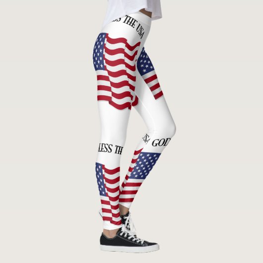 God Bless The USA Met Vlag Leggings (Rechts)