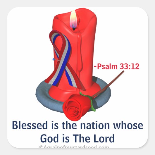 God Bless the USA Ribbon Vierkante Sticker (Voorkant)