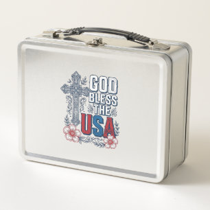 God Bless The USA Vintage Cross Patriottische T-sh