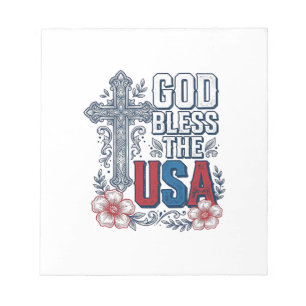 God Bless The USA Vintage Cross Patriottische T-sh Notitieblok