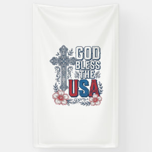 God Bless The USA Vintage Cross Patriottische T-sh Spandoek