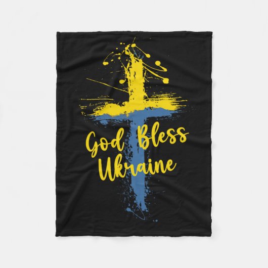 God Bless Ukraine Cross Christian Support Pray For Fleece Deken (Voorkant)