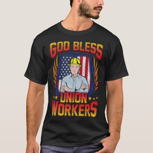 God Bless Union Workers Handyman Ironworker pirrat T-shirt (Voorkant)