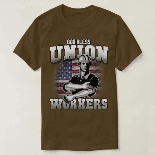 God Bless Union Workers tee USA flag  T-shirt (Design voorkant)