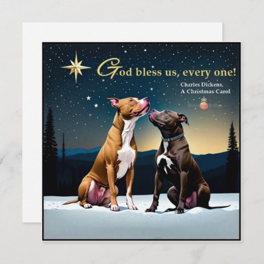 God Bless Us, Every One Pit Bull Kerstkaart (Voorkant / Achterkant)
