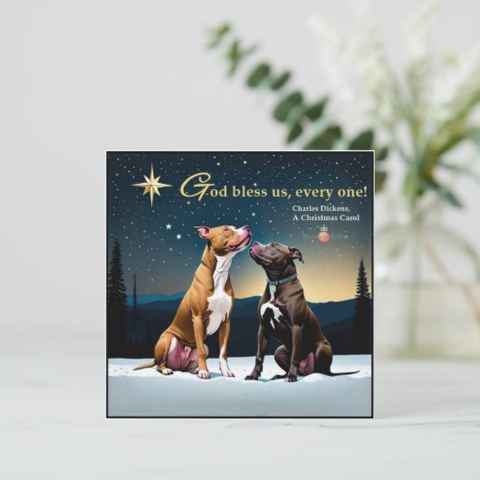 God Bless Us, Every One Pit Bull Kerstkaart (Staand voorkant)