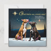 God Bless Us, Every One Pit Bull Kerstkaart (Voorkant)