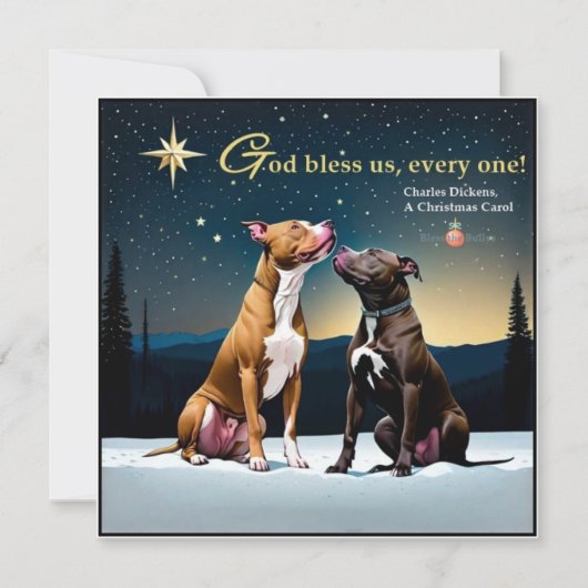 God Bless Us, Every One Pit Bull Kerstkaart (Voorkant)