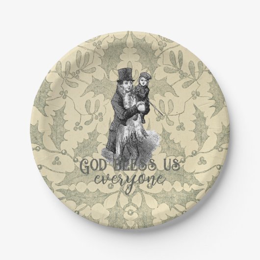 God bless us everyone Dickens Christmas Carol Papieren Bordje (Voorkant)