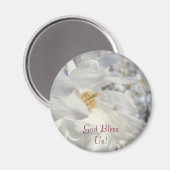 God Bless Us! magneet Witte Magnolia Bloemen (Voorkant / Achterkant)