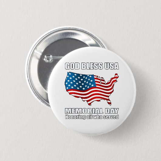 God Bless USA herdenkingsdag Ronde Button 5,7 Cm (Voorkant /achterkant)