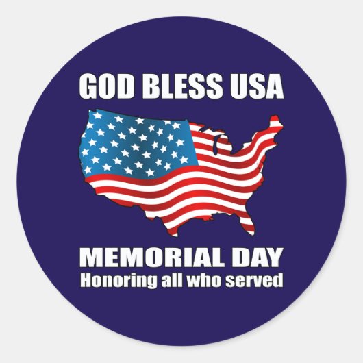 God Bless USA herdenkingsdag Ronde Sticker (Voorkant)