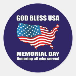 God Bless USA herdenkingsdag Ronde Sticker