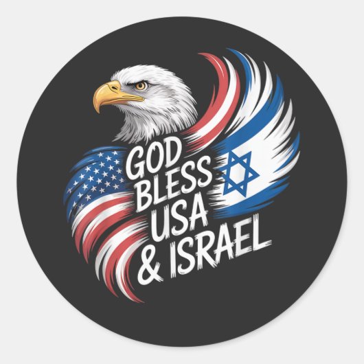 God Bless USA Israël Ronde Sticker (Voorkant)