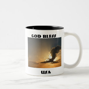 God Bless USA Zonsondergang Wolk Adelaar Tweekleurige Koffiemok