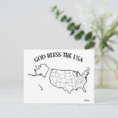 GOD BLESS VS met Amerikaanse contouren Briefkaart (Staand voorkant)