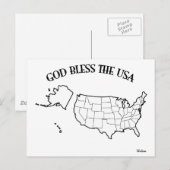 GOD BLESS VS met Amerikaanse contouren Briefkaart (Voorkant / Achterkant)