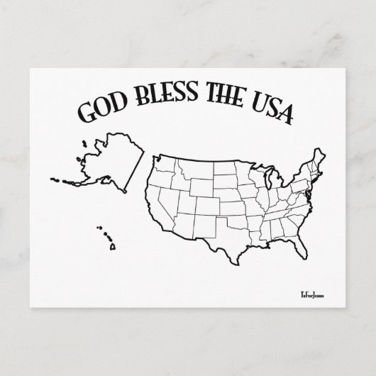 GOD BLESS VS met Amerikaanse contouren Briefkaart (Voorkant)