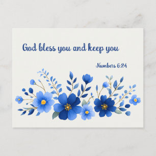 God Bless You Blauwe Bloem Bijbeltekst Ansichtkaar Briefkaart