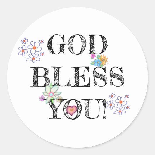 God Bless You Bloem Klassieke Ronde Sticker (Voorkant)