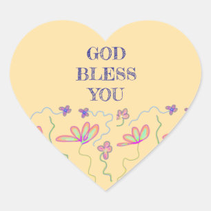 God Bless You Christelijke Groet Bloemstuk  Hart Sticker
