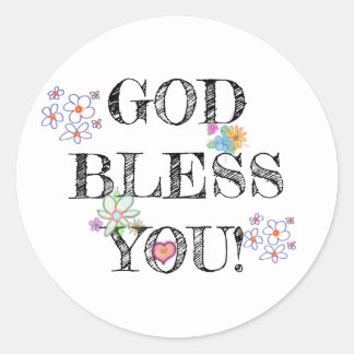 God Bless You Floral Classic Ronde Sticker