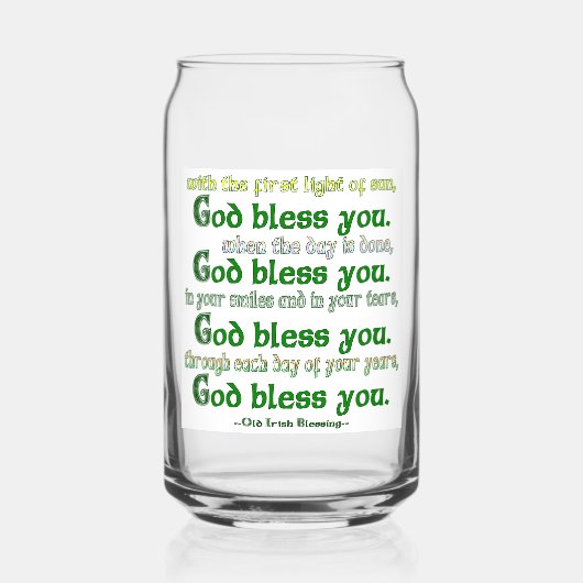 God Bless You Ierse Zegen Blikvorm Glas (Voorkant)