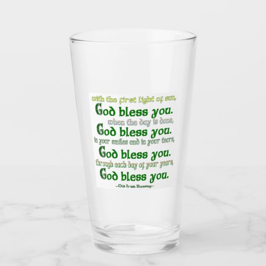God Bless You Ierse Zegen Glas (Voorkant)