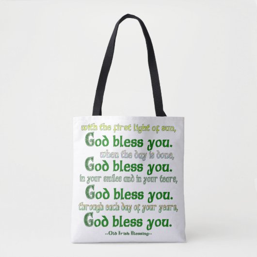 God Bless You Ierse Zegen Tote Bag (Voorkant)