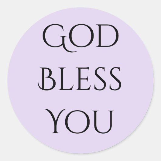 God Bless You Lavender and Black Ronde Sticker (Voorkant)