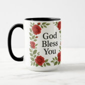 God Bless You Religieuze Roos Bloemen Mok (Links)