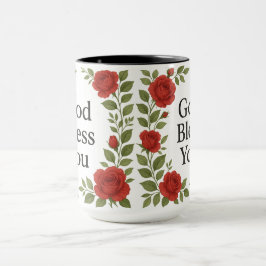 God Bless You Religieuze Roos Bloemen Mok