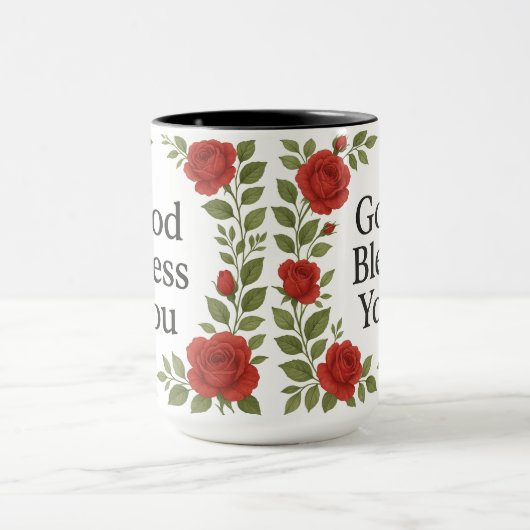 God Bless You Religieuze Roos Bloemen Mok (Midden)
