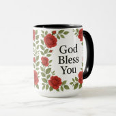 God Bless You Religieuze Roos Bloemen Mok (Voorkant rechts)