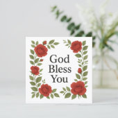 God Bless You Religieuze Roos Bloemkaarten (Staand voorkant)