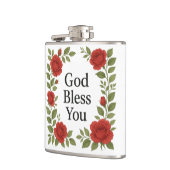 God Bless You Religieuze Roos Bloemstuk Heupfles (Links)
