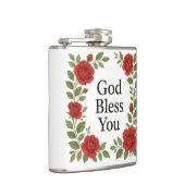 God Bless You Religieuze Roos Bloemstuk Heupfles (Rechts)