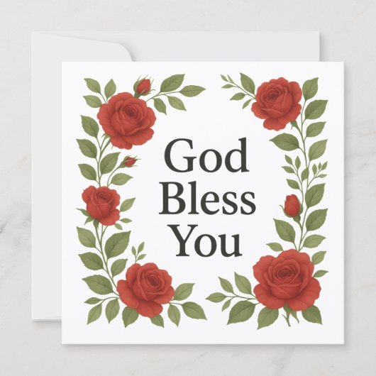 God Bless You Religious Rose Floral Cards (Voorkant)