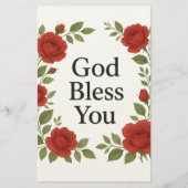God Bless You Religious Rose Floral Cards Briefpapier (Voorkant)