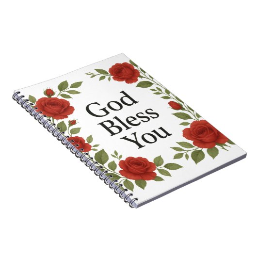 God Bless You Religious Rose Floral Cards Notitieboek (Rechterzijde)