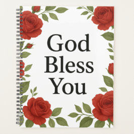 God Bless You Religious Rose Floral Cards Planner