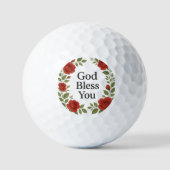 God Bless You Religious Rose Floral Golfballen (Voorkant)