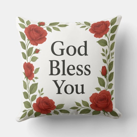 God Bless You Religious Rose Floral Kussen (Achterkant)