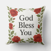 God Bless You Religious Rose Floral Kussen (Voorkant)